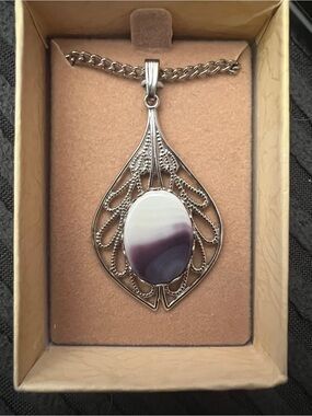 Vintage Yankee Crafters Cape Cod Wampum Quahog Shell Filigree Necklace